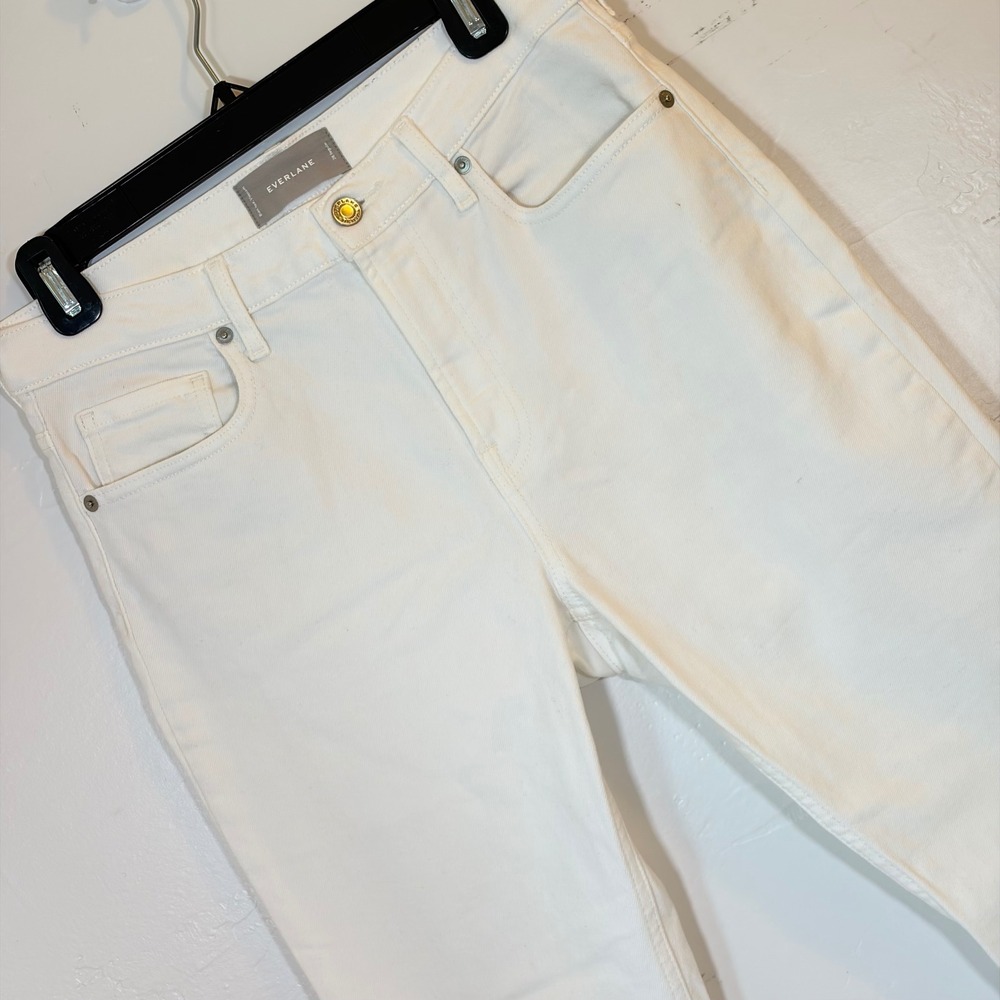 Everlane‎ High Rise Kick Crop Jeans White Frayed Raw Hem Size 28R